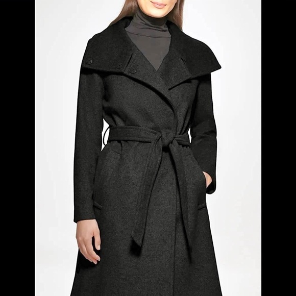 Guess Jackets & Blazers - Black trench coat winter coat black business coat thick pea coat fall jacket